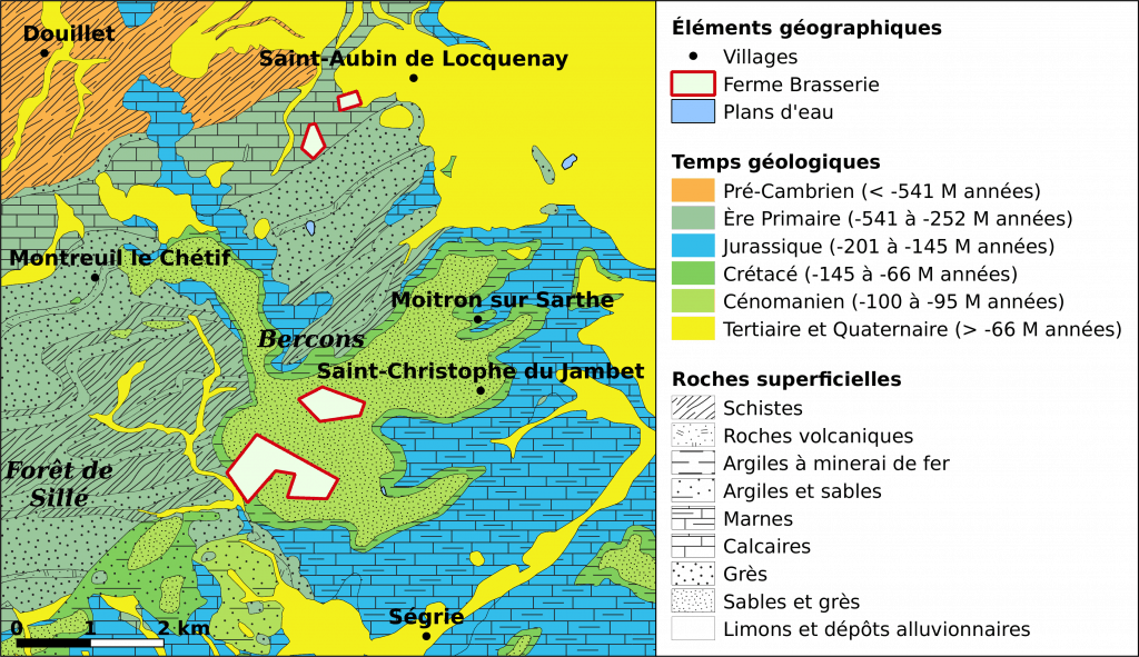 Carte géologique des environs de La Basse Lande.